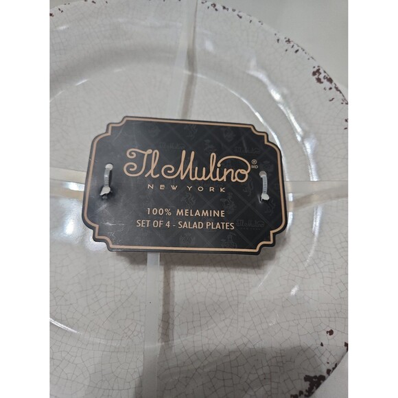IL MULINO Rustic Crackle Salad Plates Heavyweight Ivory Melamine Set of 4 NWT - Picture 2 of 5